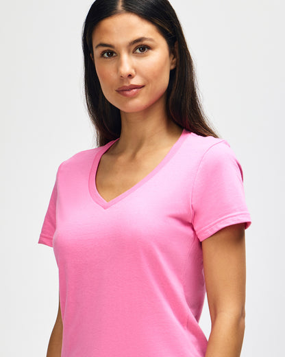 Gildan Softstyle Ladies' V-Neck T-Shirt - Azalea