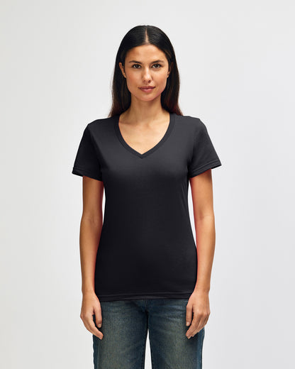 Gildan Softstyle Ladies' V-Neck T-Shirt - Black