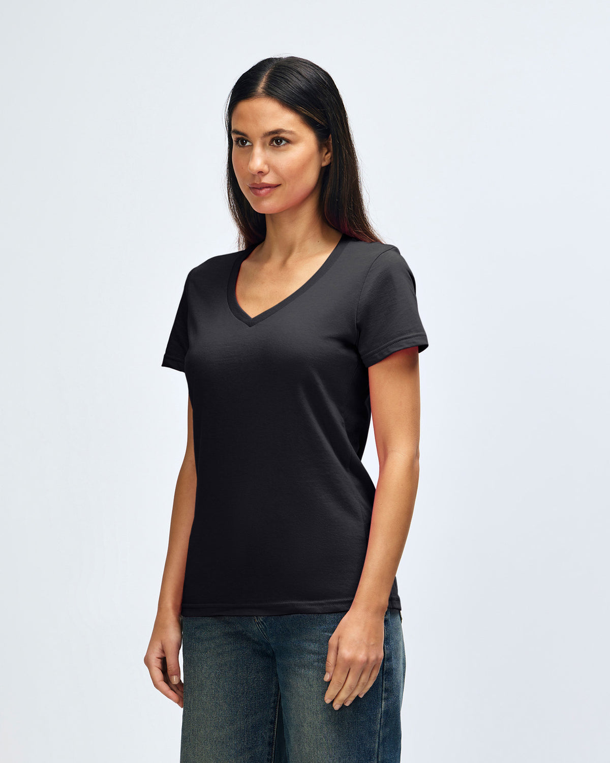 Gildan Softstyle Ladies' V-Neck T-Shirt - Black