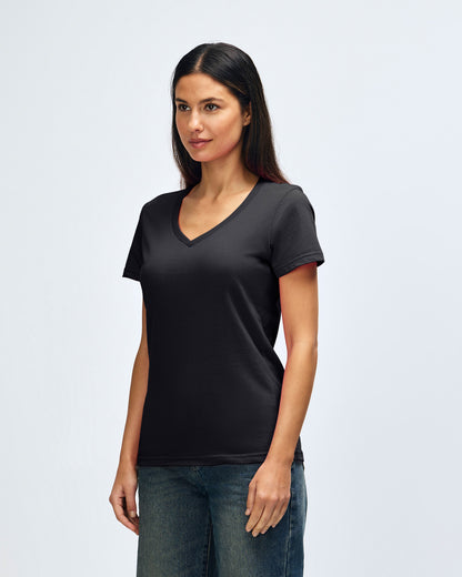 Gildan Softstyle Ladies' V-Neck T-Shirt - Black
