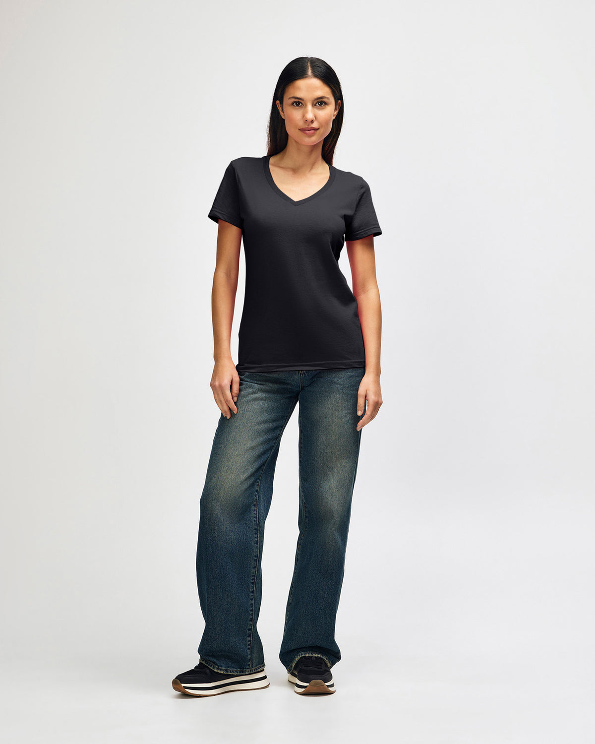 Gildan Softstyle Ladies' V-Neck T-Shirt - Black