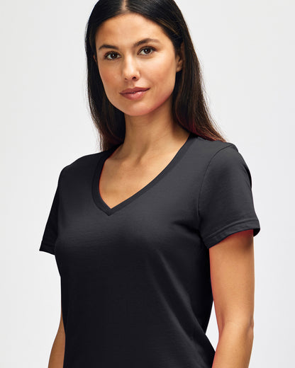 Gildan Softstyle Ladies' V-Neck T-Shirt - Black