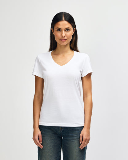 Gildan Softstyle Ladies' V-Neck T-Shirt - White