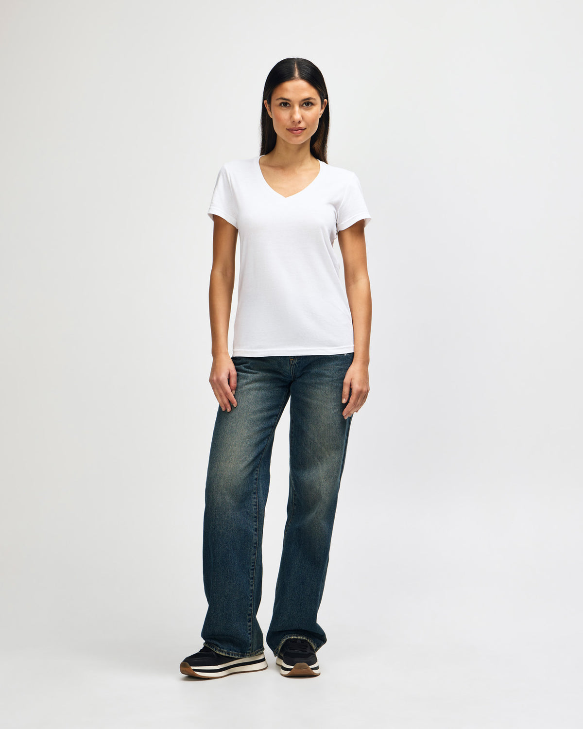 Gildan Softstyle Ladies' V-Neck T-Shirt - White