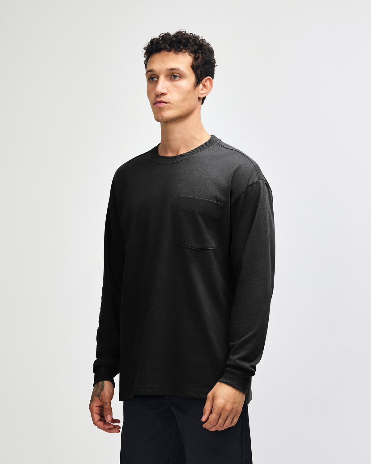 American Apparel Super Heavyweight Unisex Long Sleeve Pocket T-Shirt - Black