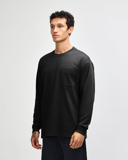 American Apparel Super Heavyweight Unisex Long Sleeve Pocket T-Shirt - Black