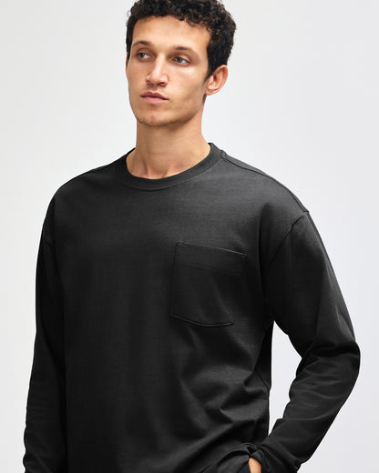 American Apparel Super Heavyweight Unisex Long Sleeve Pocket T-Shirt - Black