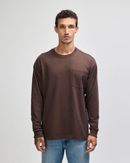 American Apparel Super Heavyweight Unisex Long Sleeve Pocket T-Shirt - Brown