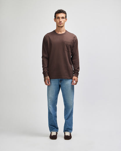 American Apparel Super Heavyweight Unisex Long Sleeve Pocket T-Shirt - Brown
