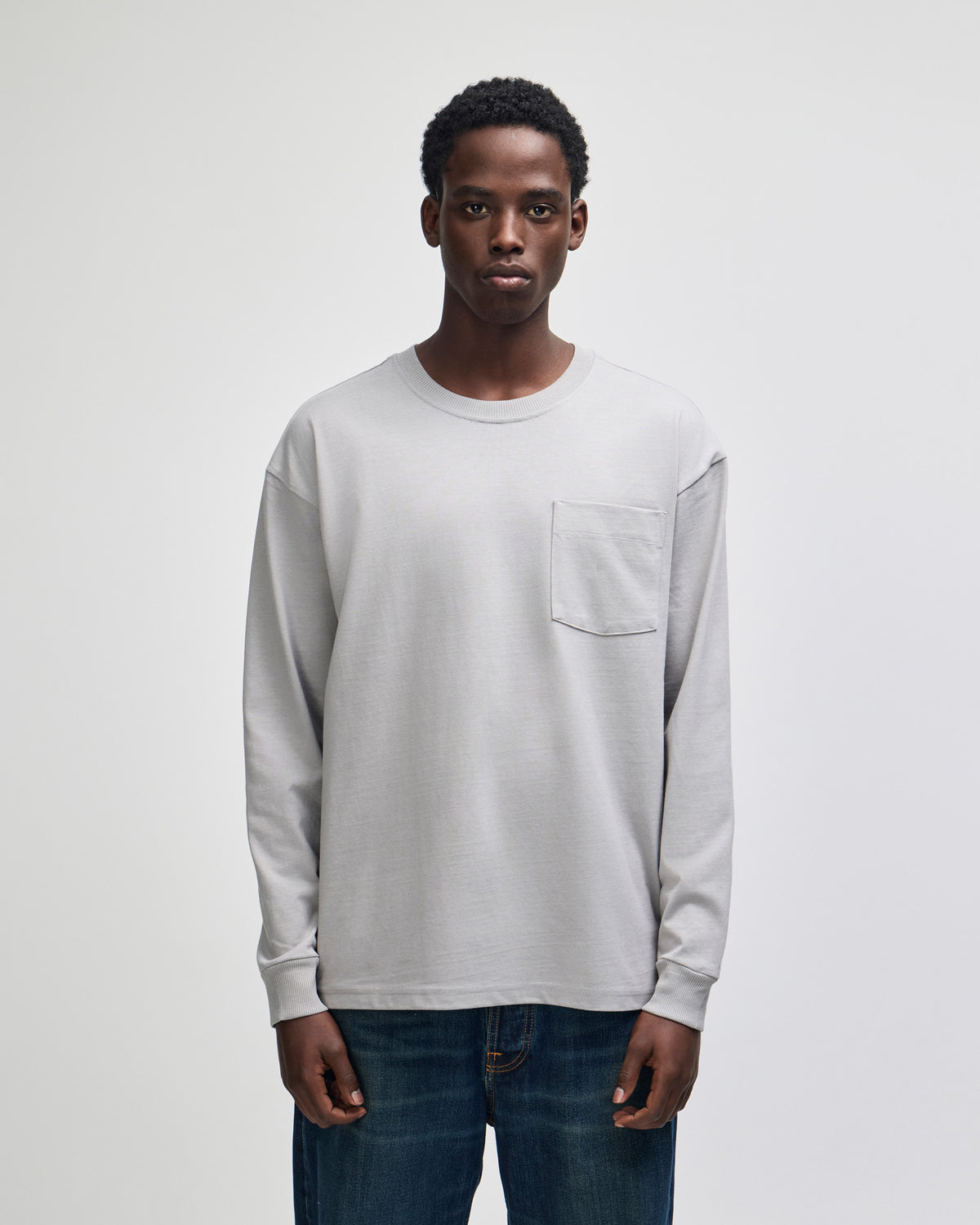 American Apparel Super Heavyweight Unisex Long Sleeve Pocket T-Shirt - Gravel