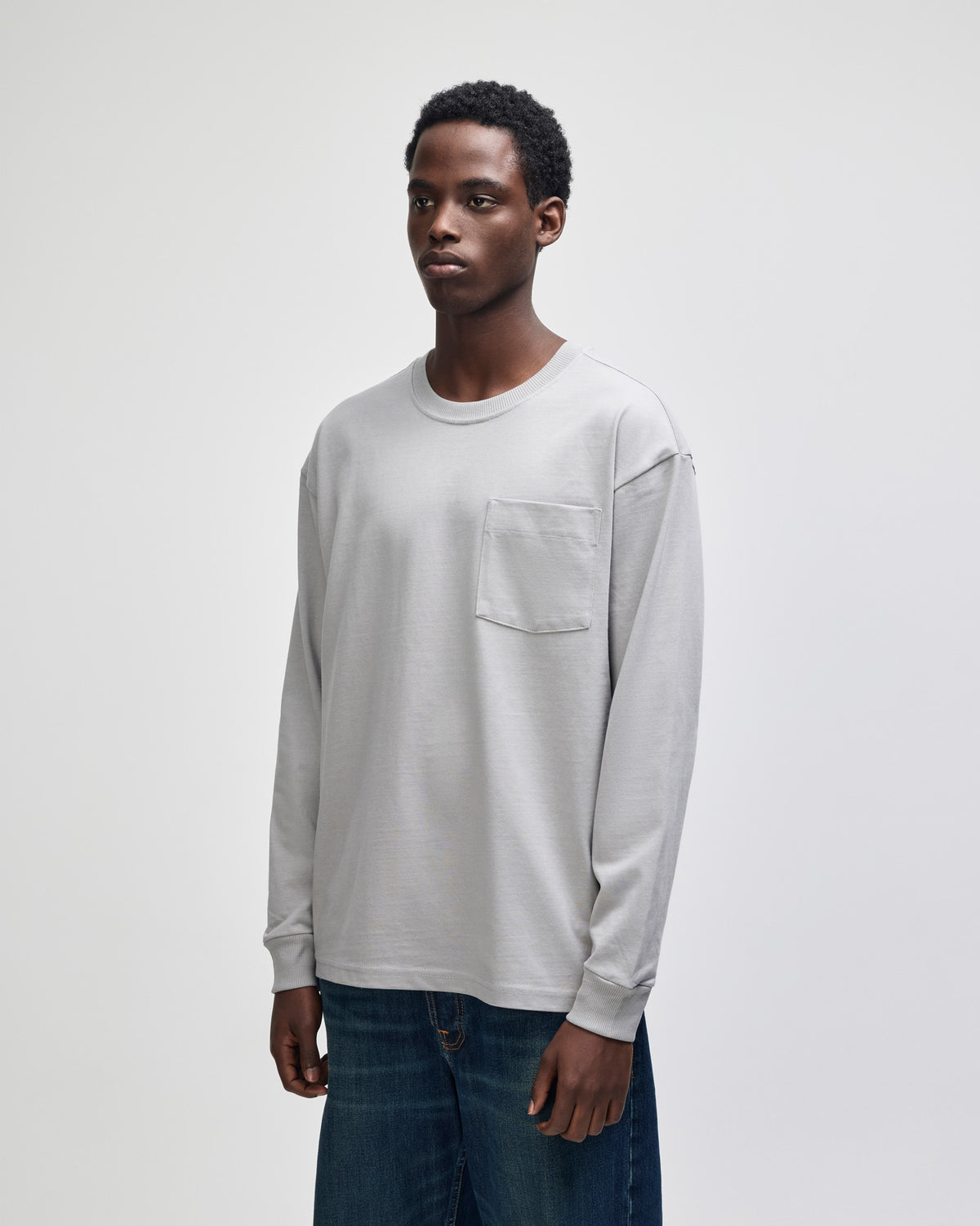 American Apparel Super Heavyweight Unisex Long Sleeve Pocket T-Shirt - Gravel