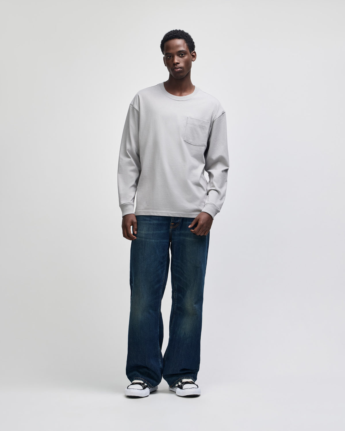 American Apparel Super Heavyweight Unisex Long Sleeve Pocket T-Shirt - Gravel