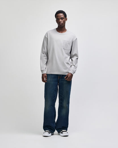 American Apparel Super Heavyweight Unisex Long Sleeve Pocket T-Shirt - Gravel