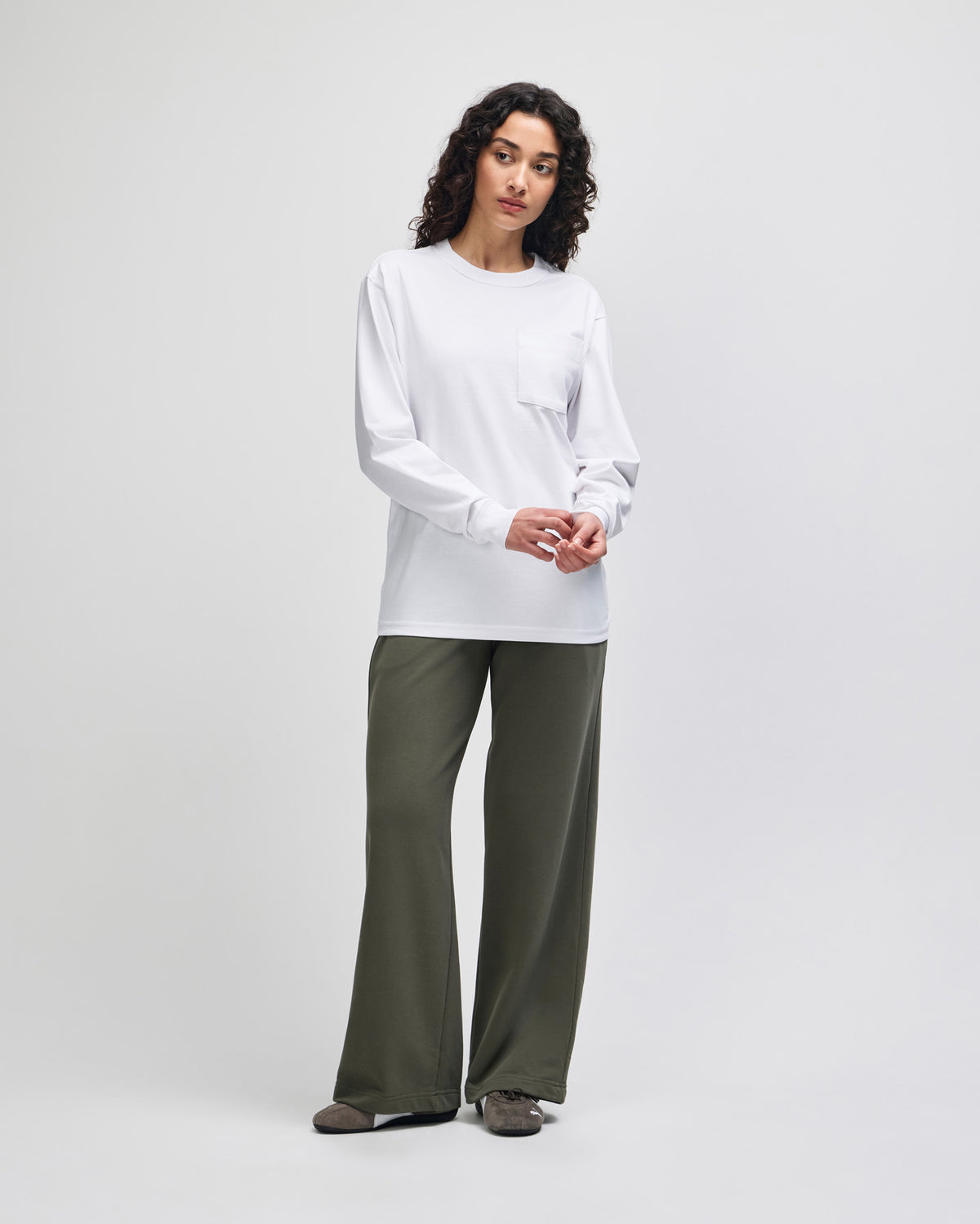 American Apparel Super Heavyweight Unisex Long Sleeve Pocket T-Shirt - White