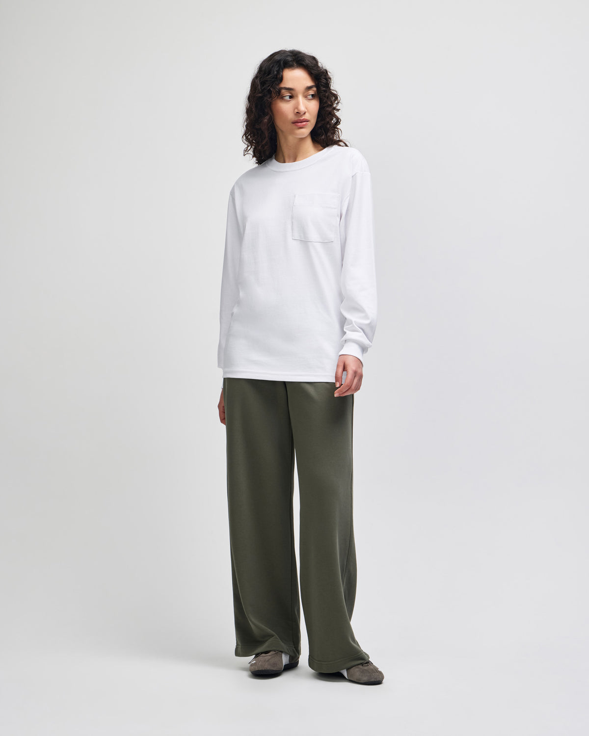 American Apparel Super Heavyweight Unisex Long Sleeve Pocket T-Shirt - White