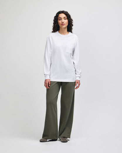 American Apparel Super Heavyweight Unisex Long Sleeve Pocket T-Shirt - White