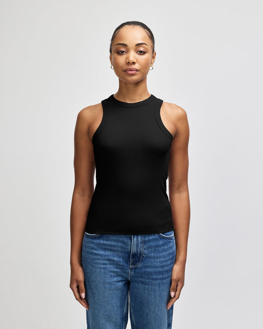 American Apparel Baby Rib Women's Fitted Tank - Black