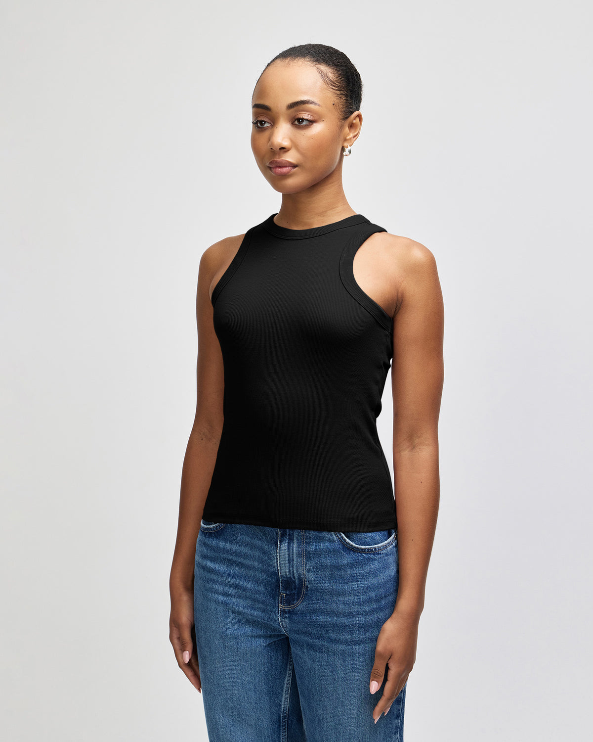 American Apparel Baby Rib Women's Fitted Tank - Black