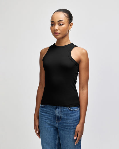 American Apparel Baby Rib Women's Fitted Tank - Black