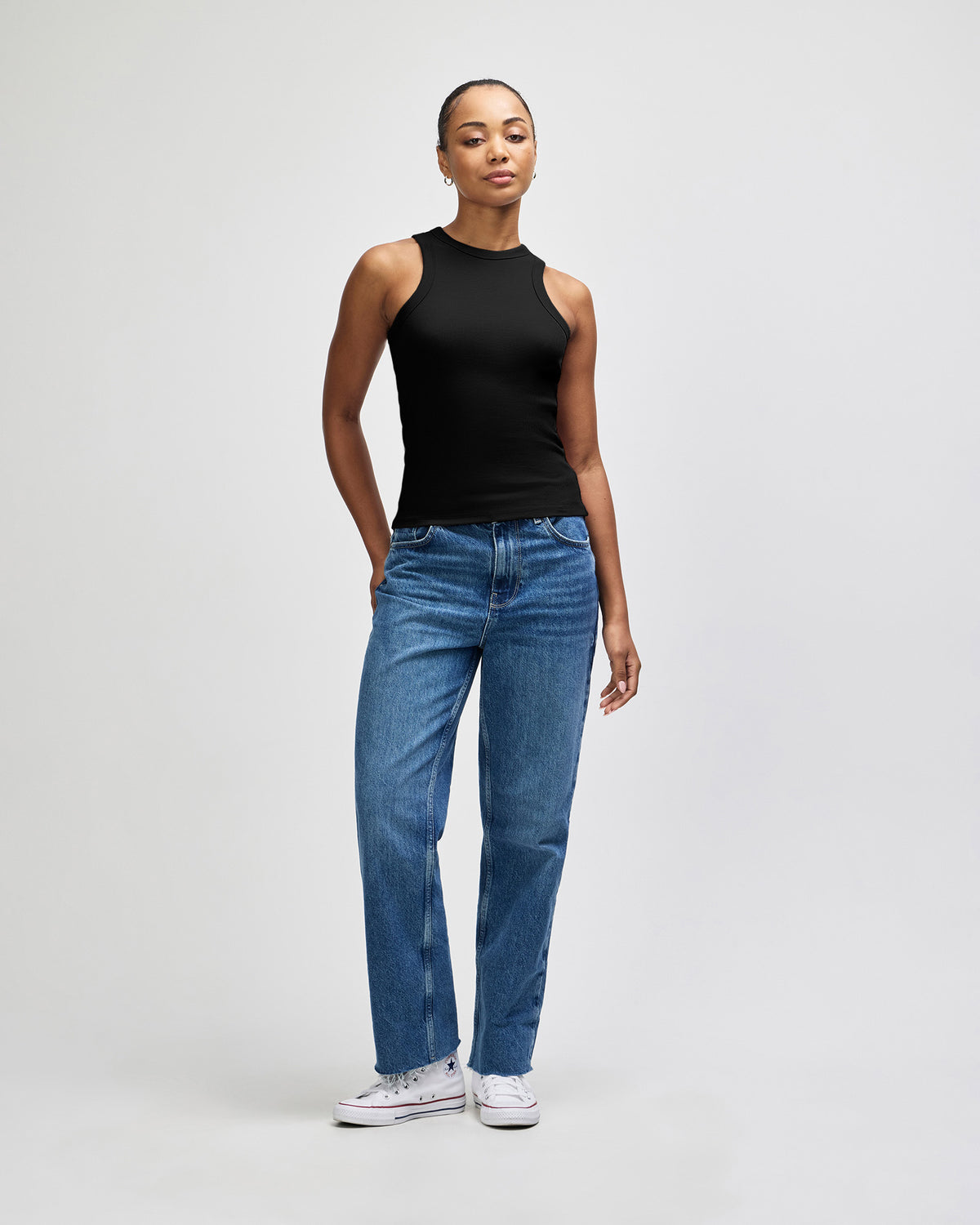 American Apparel Baby Rib Women's Fitted Tank - Black