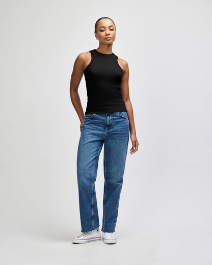 American Apparel Baby Rib Women's Fitted Tank - Black