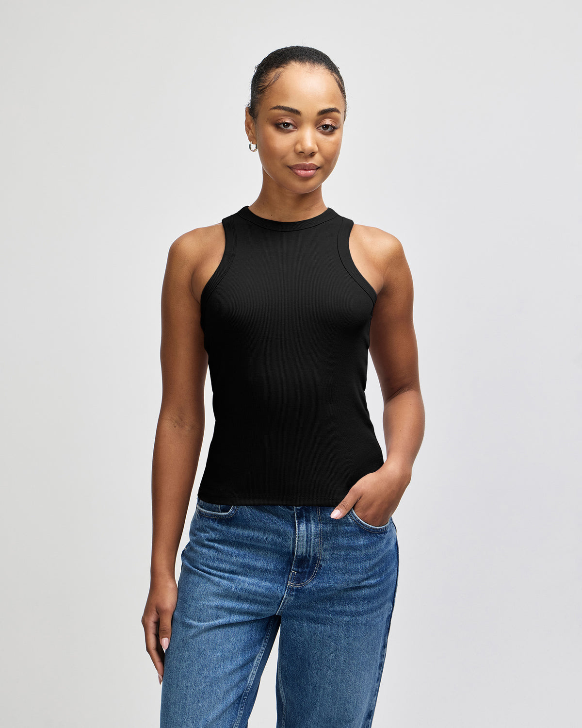 American Apparel Baby Rib Women's Fitted Tank - Black