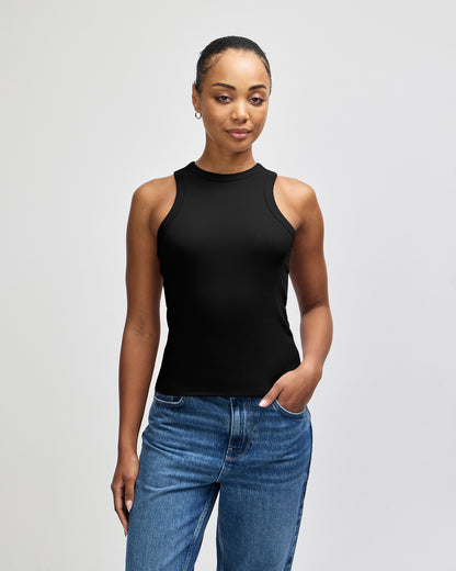 American Apparel Baby Rib Women's Fitted Tank - Black