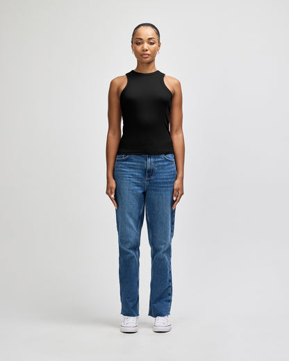 American Apparel Baby Rib Women's Fitted Tank - Black