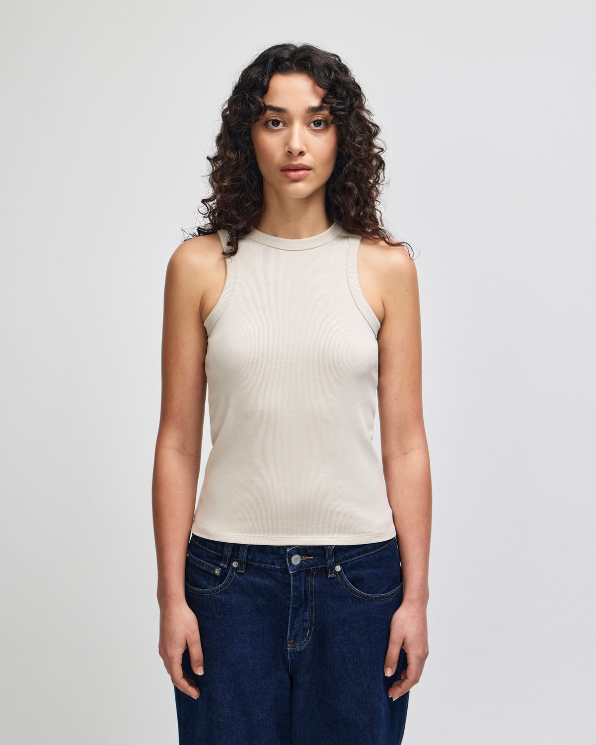 American Apparel Baby Rib Women's Fitted Tank - Bone