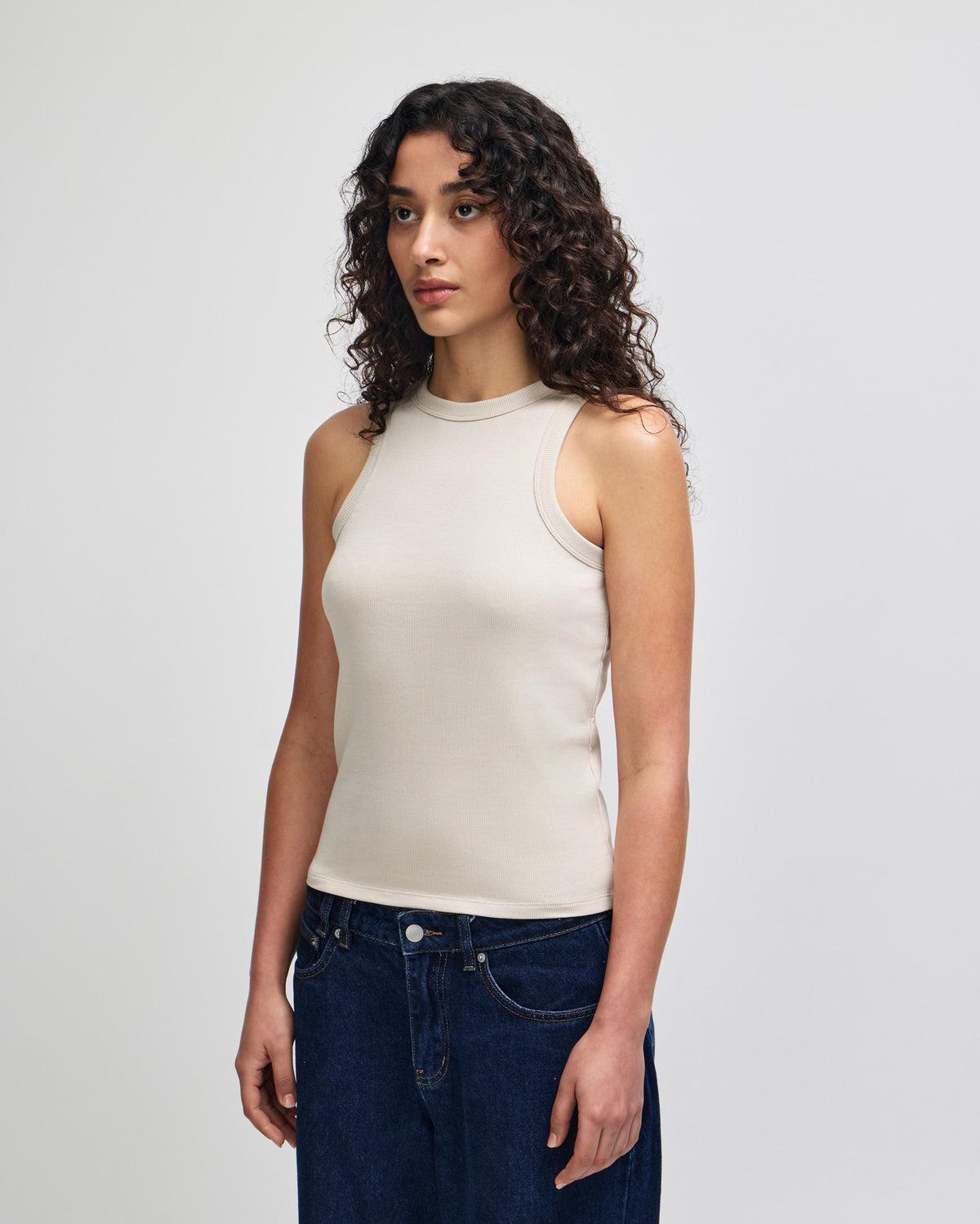 American Apparel Baby Rib Women's Fitted Tank - Bone