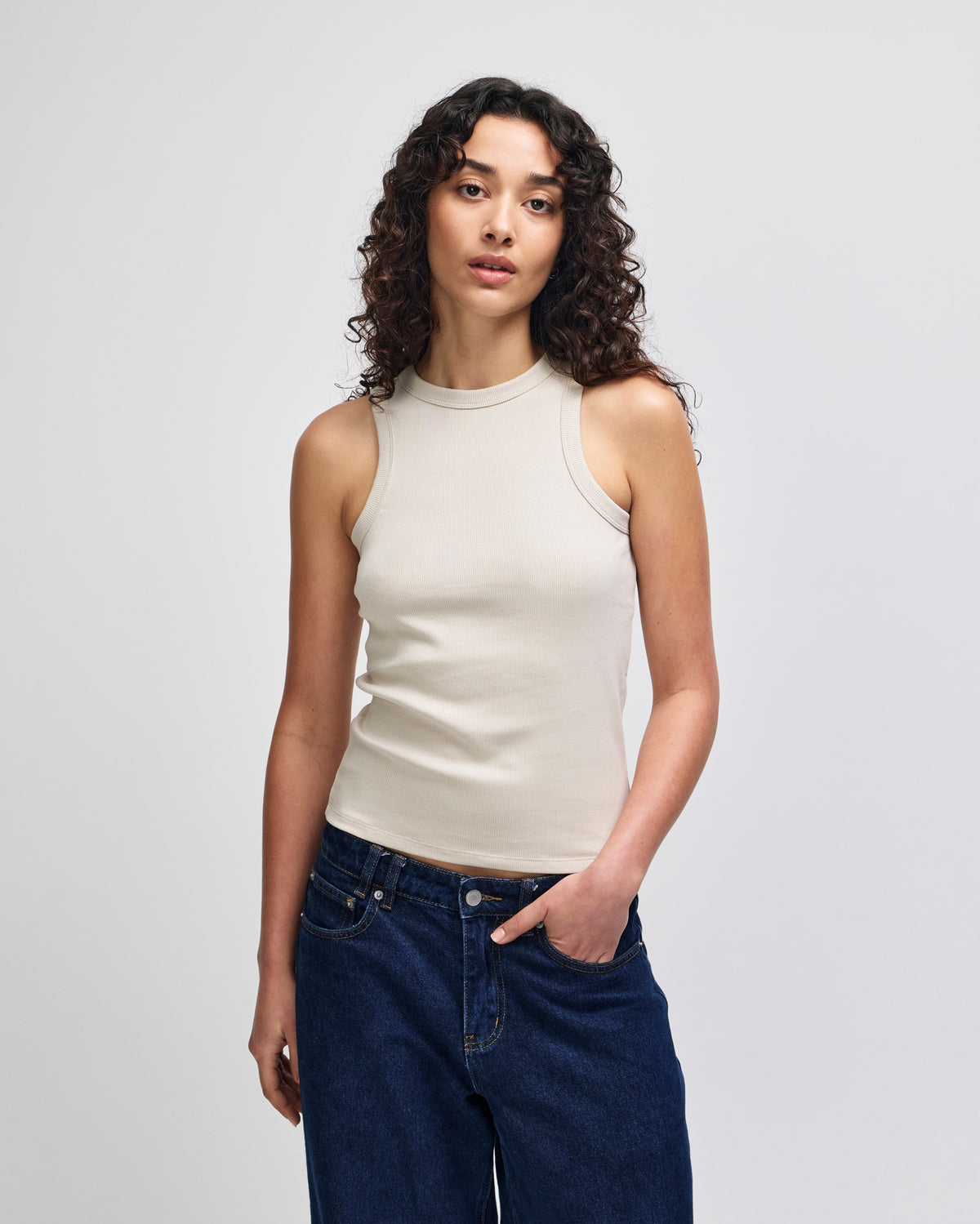 American Apparel Baby Rib Women's Fitted Tank - Bone