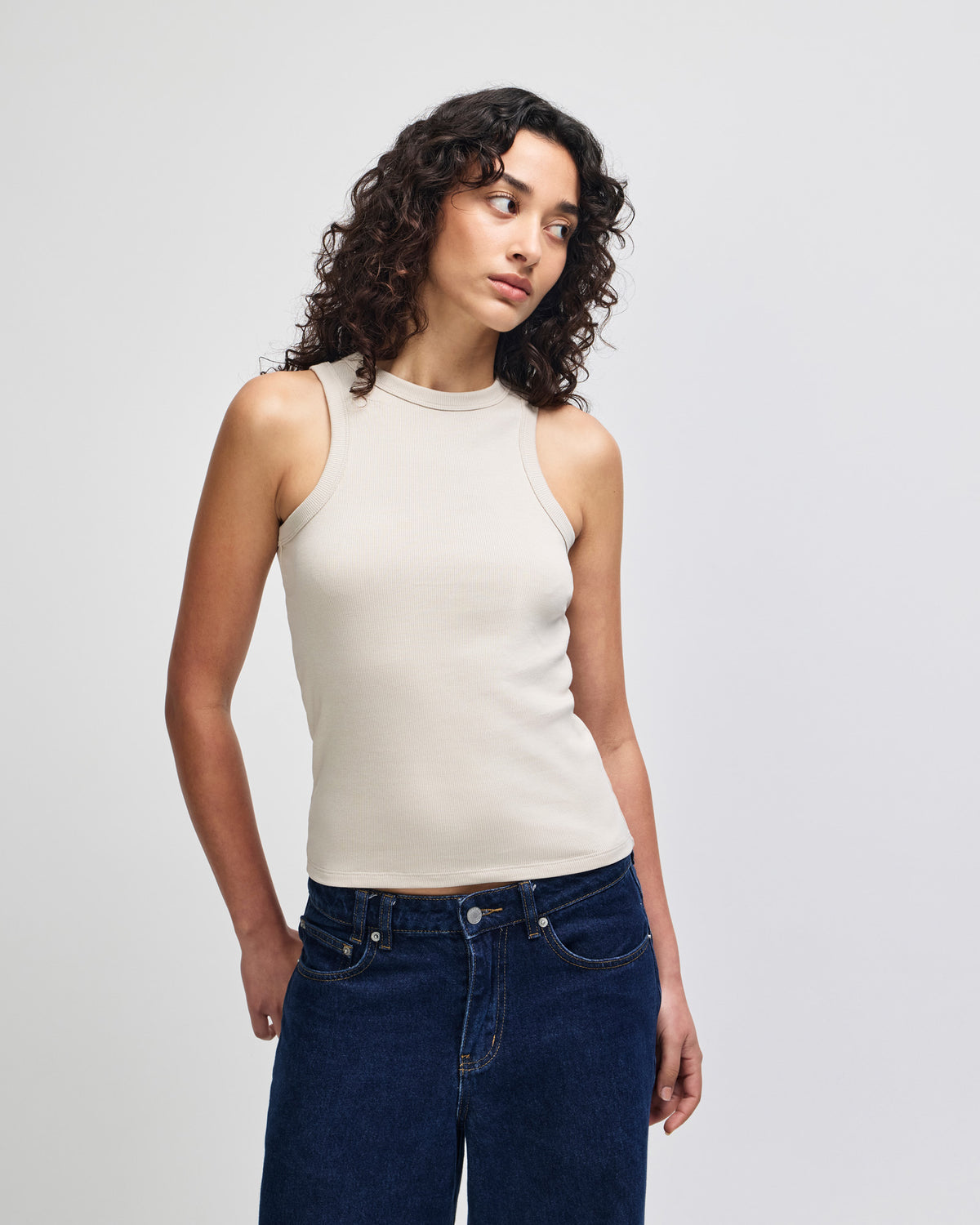 American Apparel Baby Rib Women's Fitted Tank - Bone