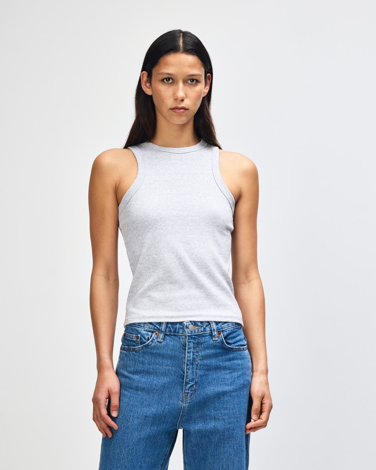 American Apparel Baby Rib Women's Fitted Tank - Heather Grey
