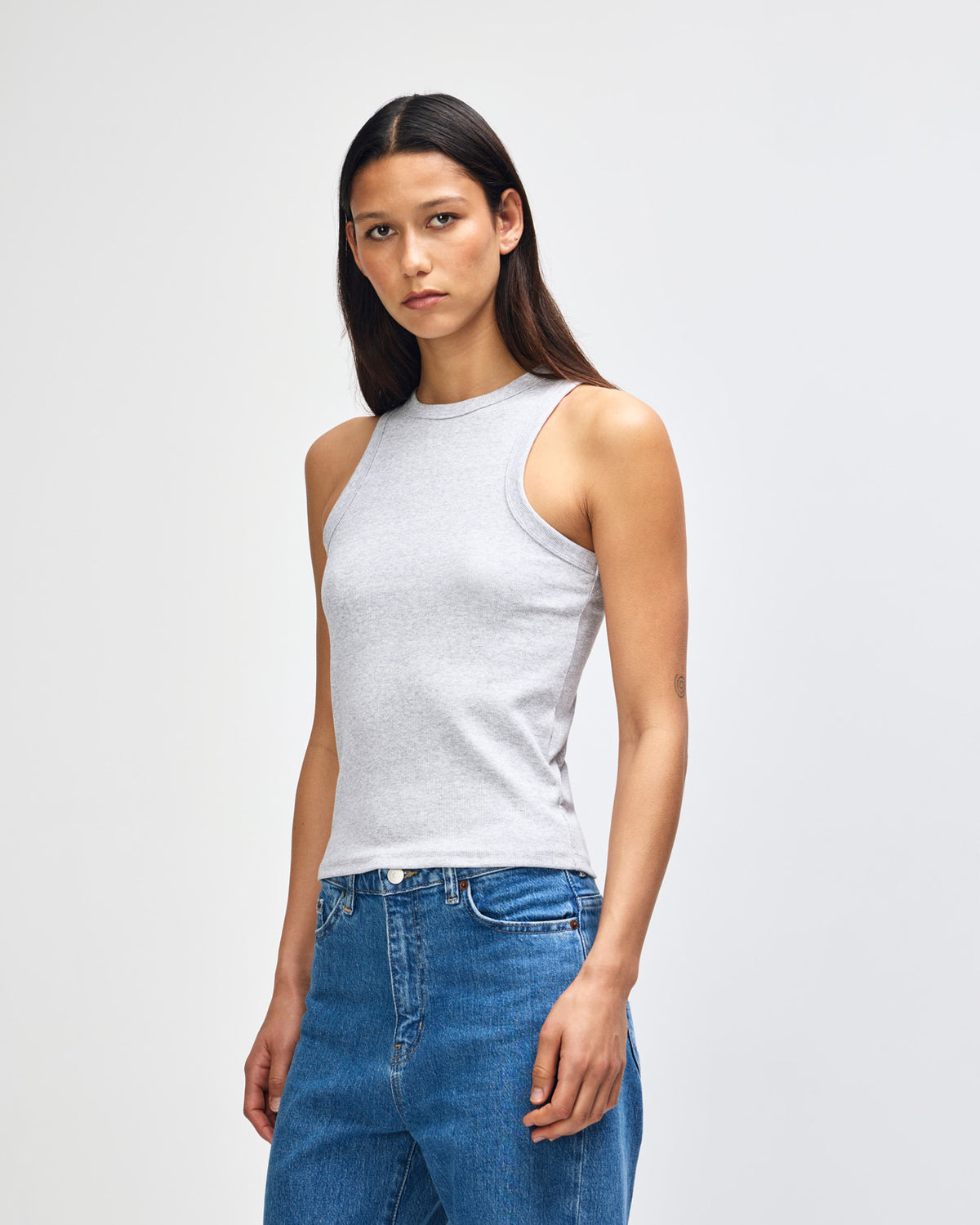 American Apparel Baby Rib Women's Fitted Tank - Heather Grey