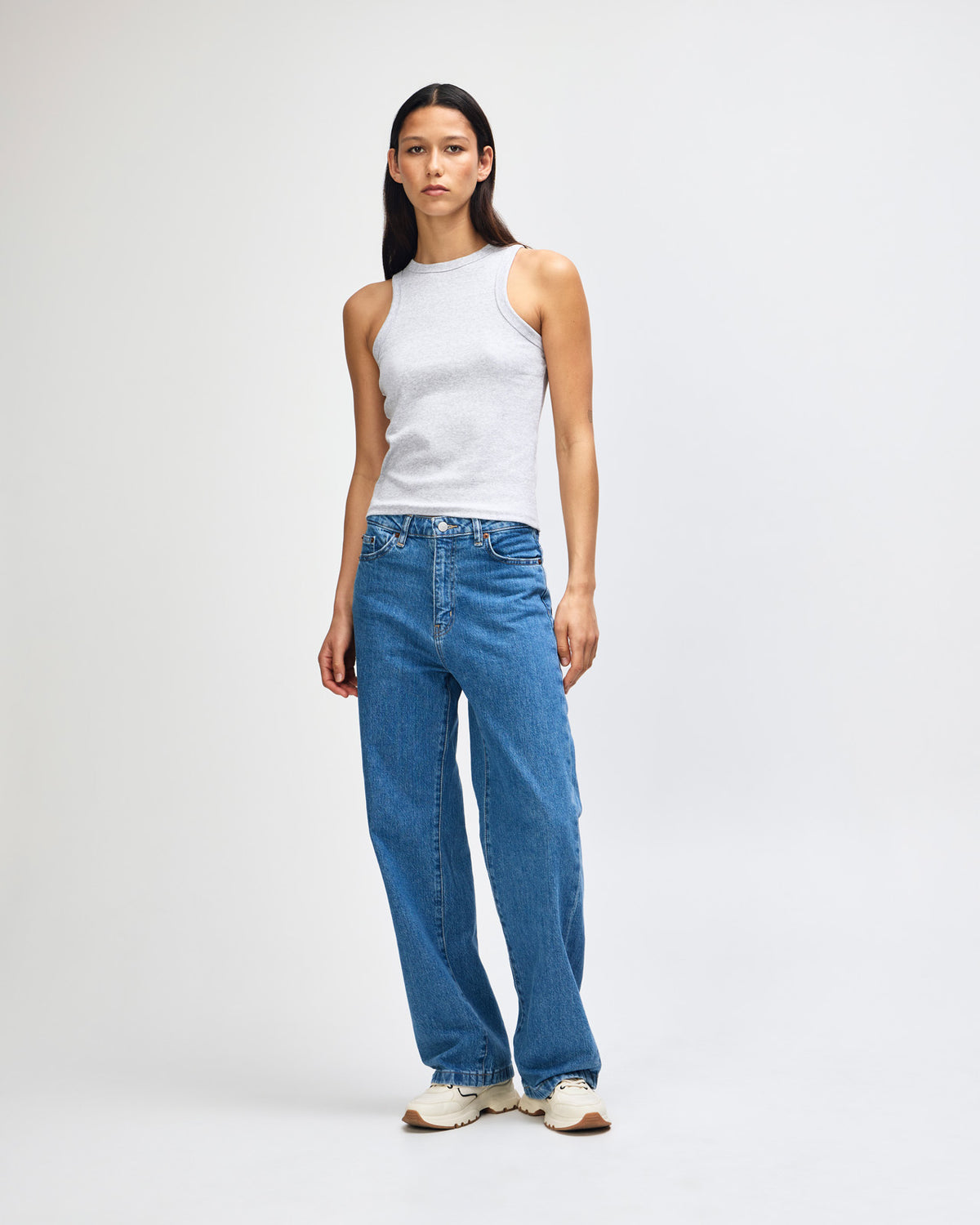 American Apparel Baby Rib Women's Fitted Tank - Heather Grey