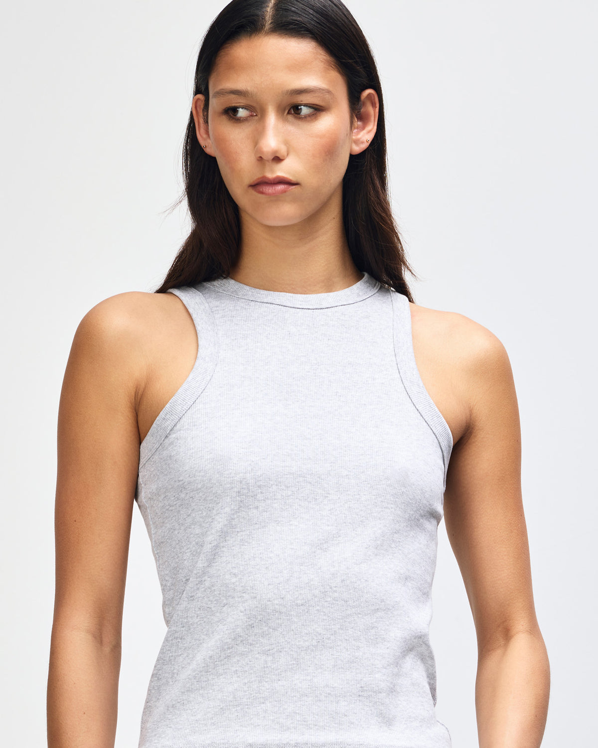 American Apparel Baby Rib Women's Fitted Tank - Heather Grey