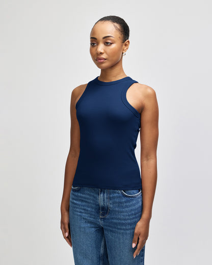American Apparel Baby Rib Women's Fitted Tank - Navy