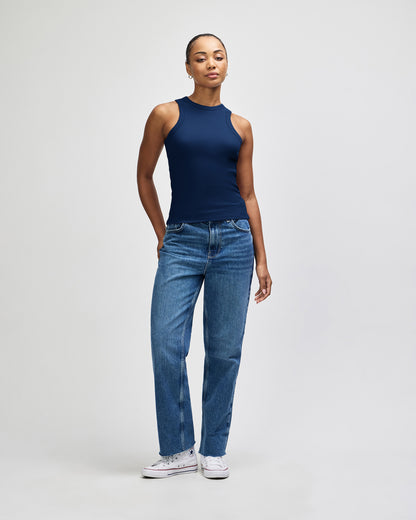 American Apparel Baby Rib Women's Fitted Tank - Navy