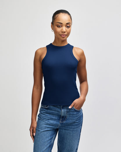American Apparel Baby Rib Women's Fitted Tank - Navy