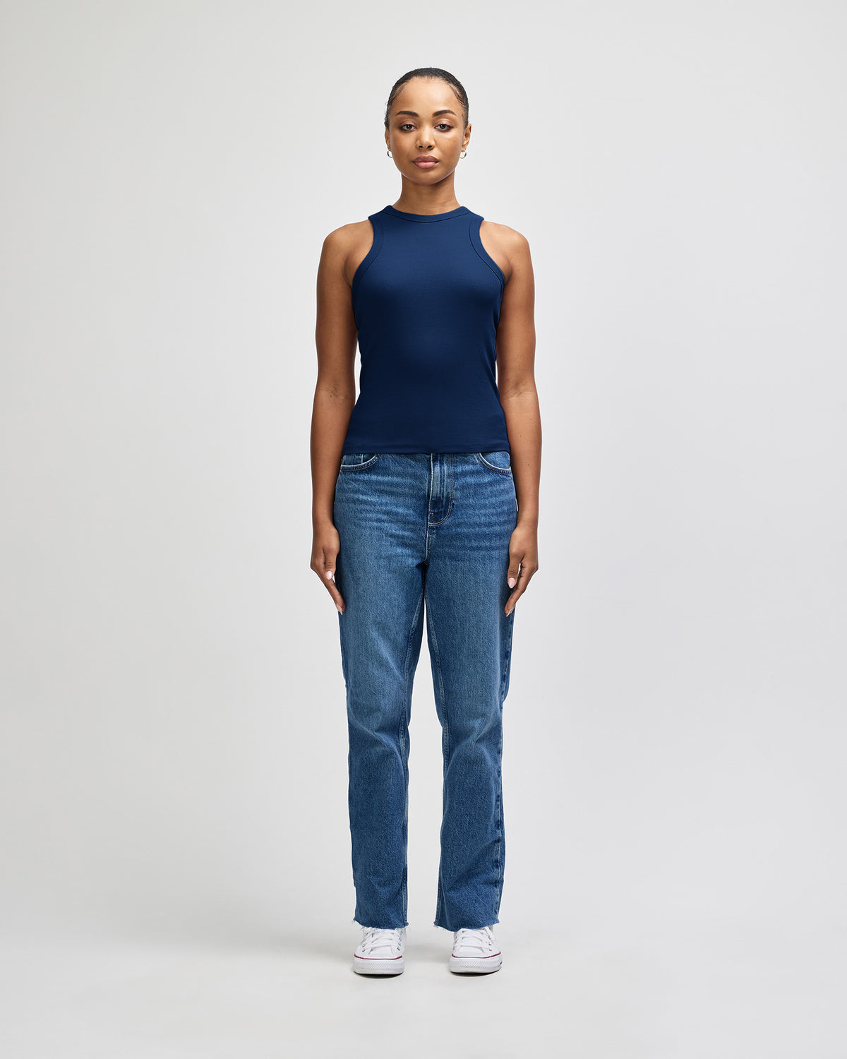 American Apparel Baby Rib Women's Fitted Tank - Navy