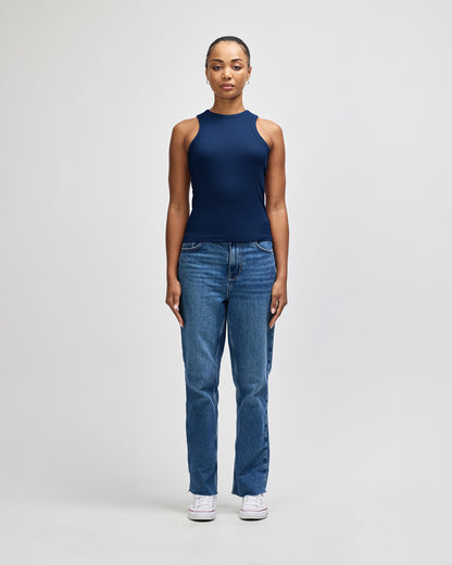 American Apparel Baby Rib Women's Fitted Tank - Navy