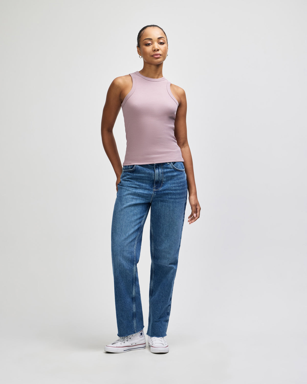 American Apparel Baby Rib Women's Fitted Tank - Smokey Violet