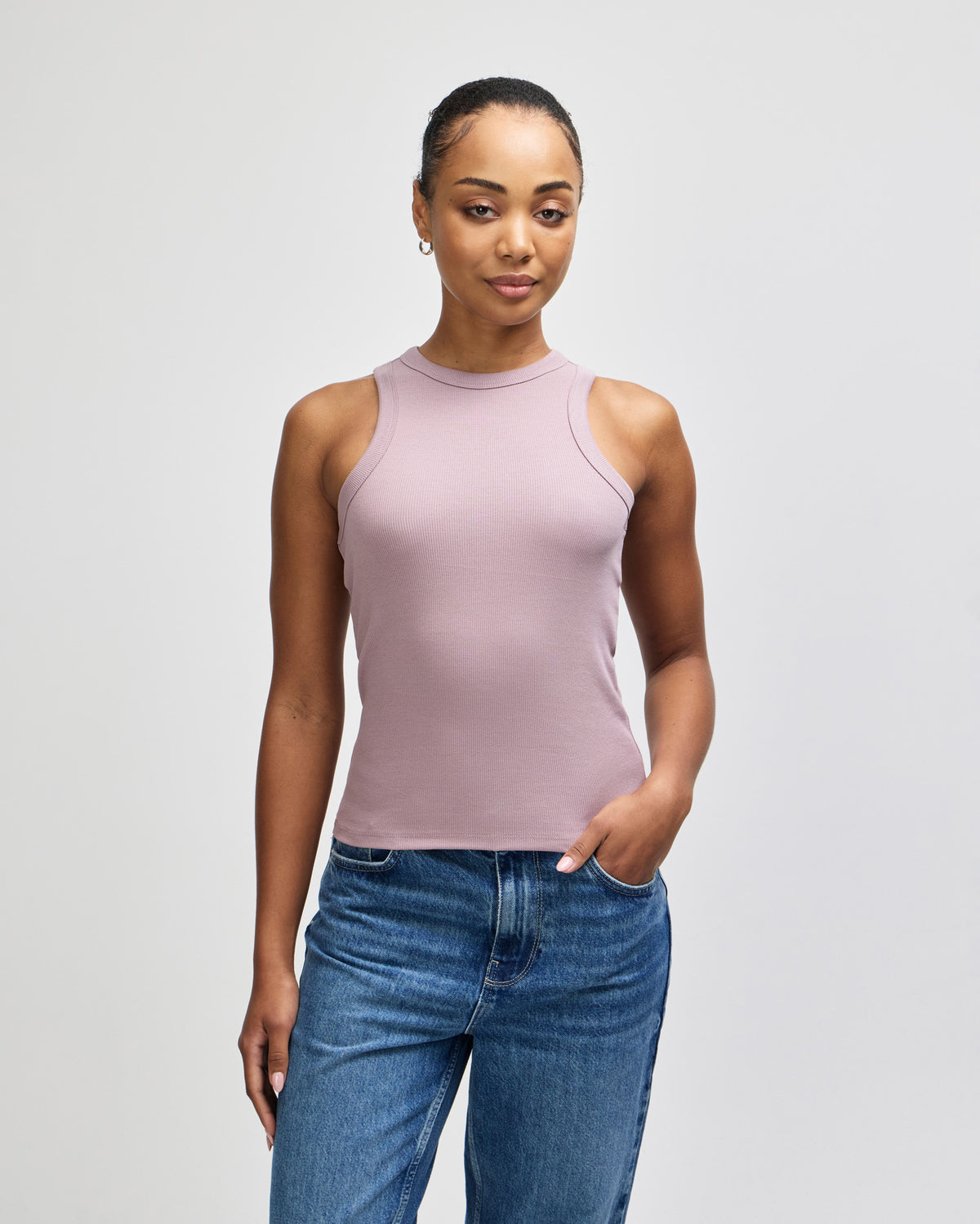 American Apparel Baby Rib Women's Fitted Tank - Smokey Violet