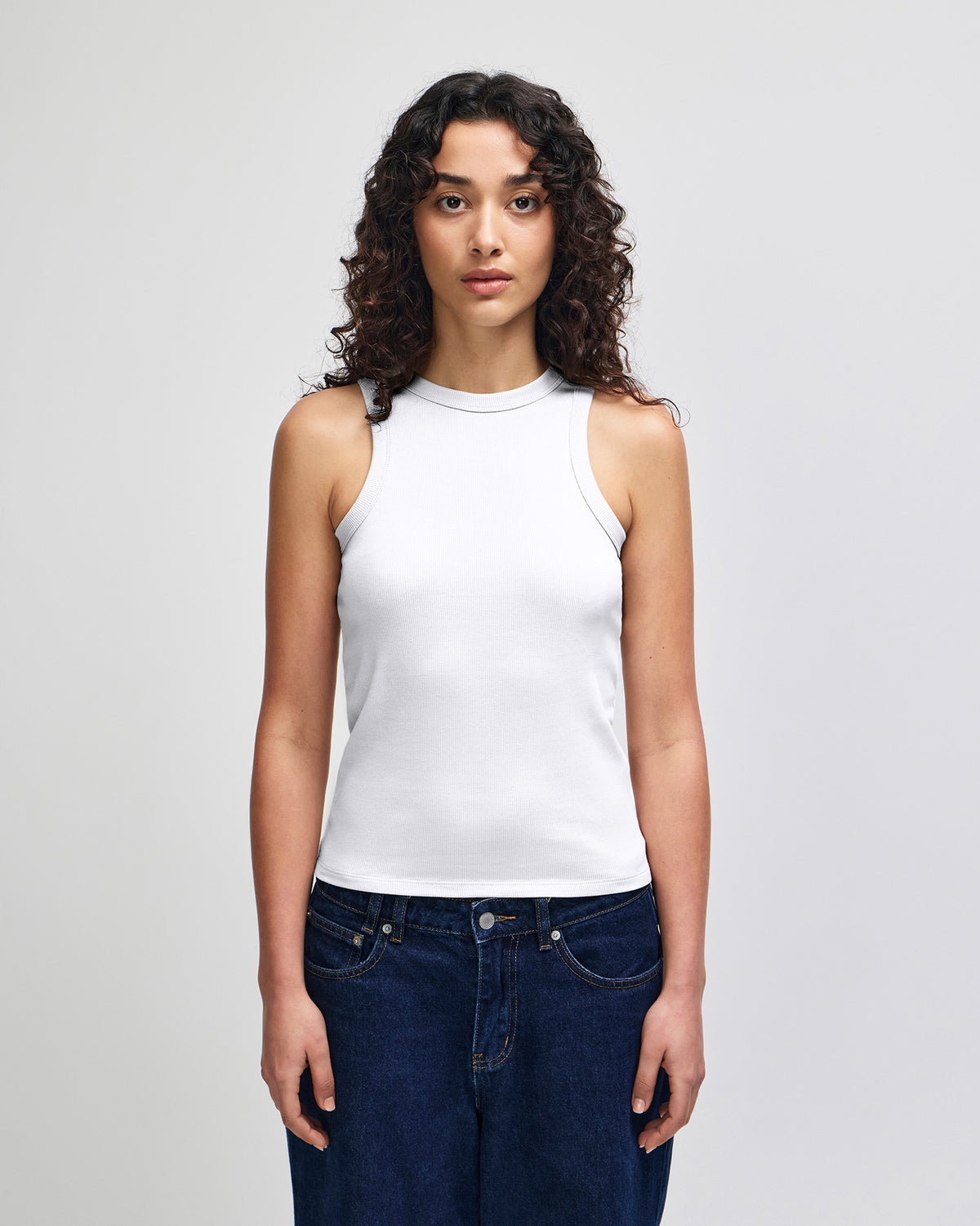 American Apparel Baby Rib Women's Fitted Tank - White