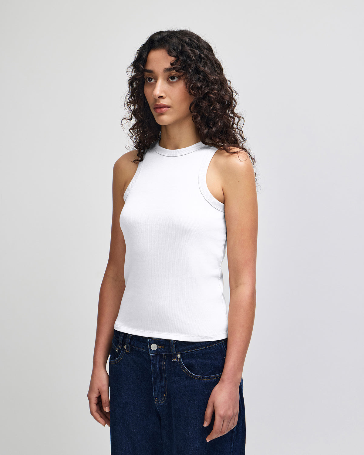 American Apparel Baby Rib Women's Fitted Tank - White