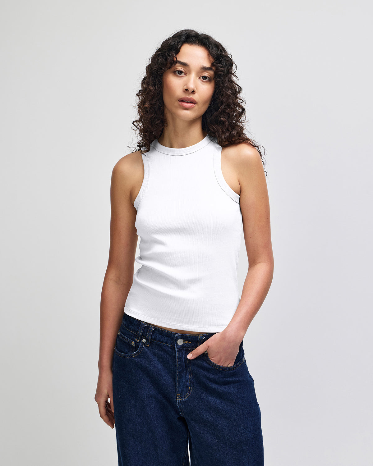 American Apparel Baby Rib Women's Fitted Tank - White