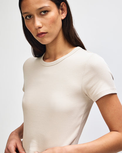 American Apparel Baby Rib Women's Crop Fitted T-Shirt - Bone