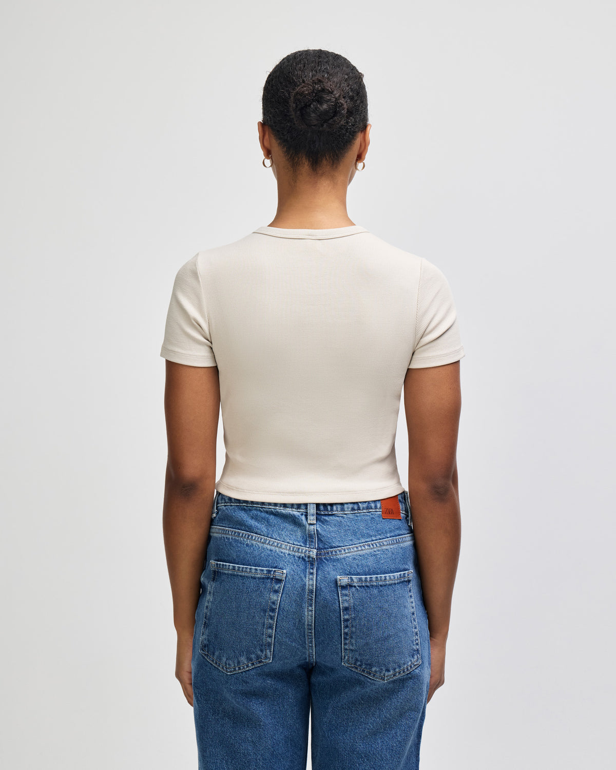 American Apparel Baby Rib Women's Crop Fitted T-Shirt - Bone