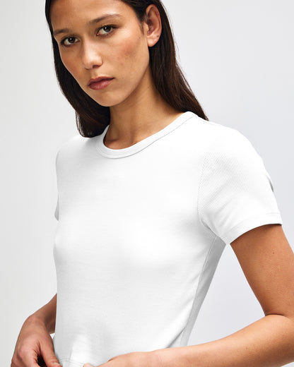 American Apparel Baby Rib Women's Crop Fitted T-Shirt - White