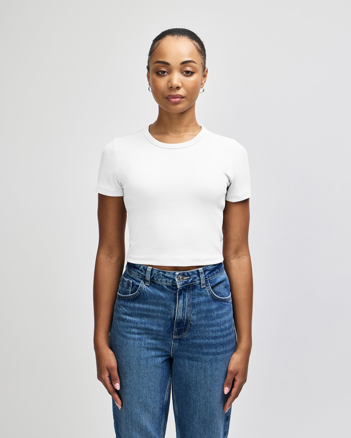 American Apparel Baby Rib Women's Crop Fitted T-Shirt - White
